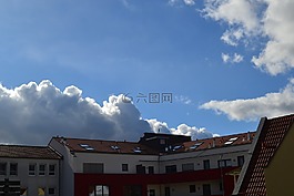 房子屋頂,天空,藍(lán)色