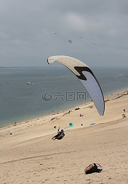 滑翔傘,海灘,飛行