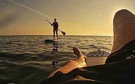 padelsurf,日落,海灘