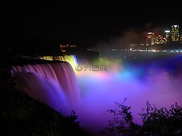 尼加拉瀑布,夜,灯