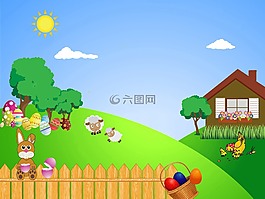復(fù)活節(jié),景觀,兔
