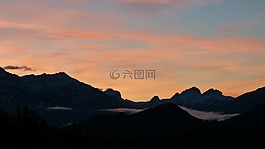 山,景觀,日出