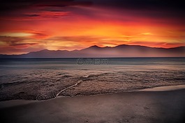 海灘,夜,海洋