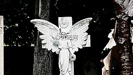 天使,公墓,黑色和白色