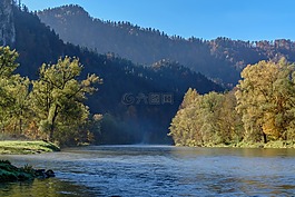 山區(qū)河流,山,早上