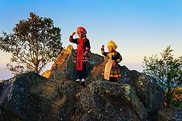 日出,兒童,孩子