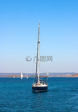 游艇,海,船