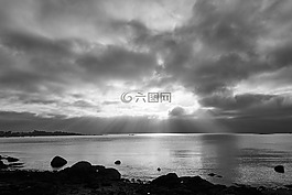 景觀,海,太陽