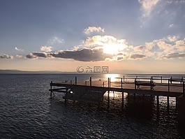 地平線,塢站,天空