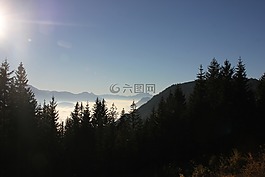 山,太陽,休息