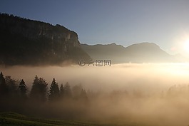 山,太陽,休息