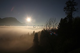 山,太陽,休息
