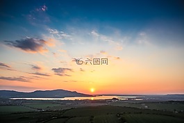 日落,地平线,制高点