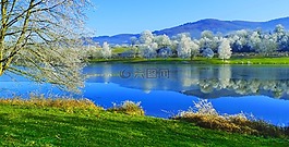 湖,温特斯,冬天风景