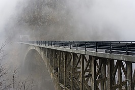 橋,霧,道路