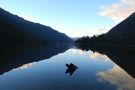 寧靜,湖,山