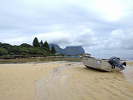船,海灘,島