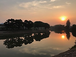 lampang,日落,江