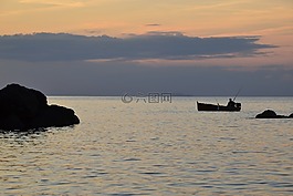 水域,日落,海