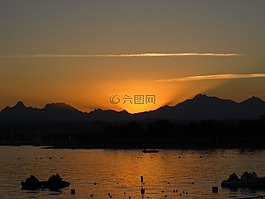 日落,埃及,天空