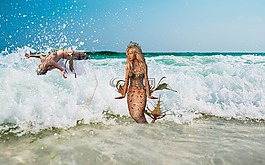 美人魚,波,海