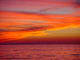日落,多彩,海洋