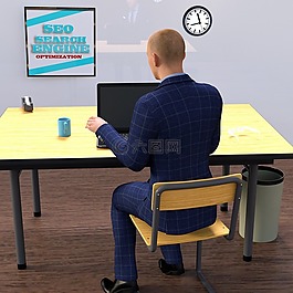 男子,辦公室,seo