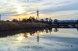 河,日落,馬里烏波爾