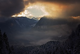 景觀,早上,山
