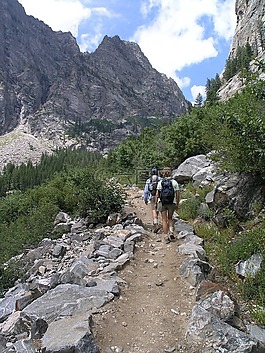徒步旅行者,山,徒步旅行
