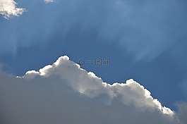 天空,藍(lán)色,clous