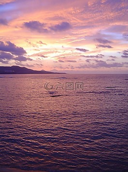 海灘,日落,地平線