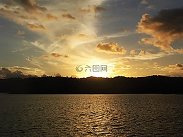 mar,天空,黃昏