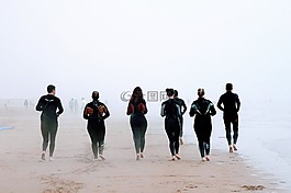 運行,海灘,運動