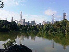 湖,反思,公園