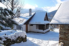 冬天,小屋,雪