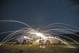 星空,车,夜晚