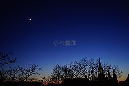 傍晚的天空,夜,月球