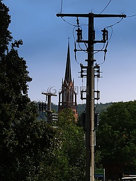 尖頂,村,strommast