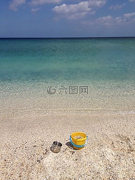 海,桶,砂