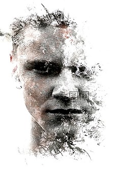 男人的portraint,黑色和白色,photoshop