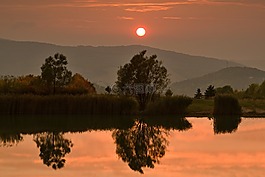 日落,秋,黃昏