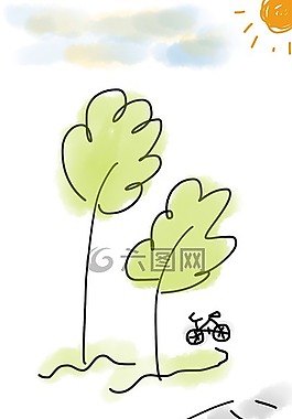 自行車,樹,戶外