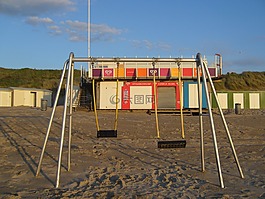 擺動,海,海灘
