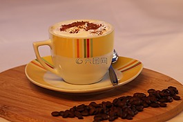 杯,咖啡,熱奶咖啡