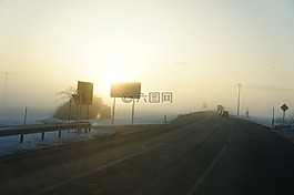 霧,早上,路