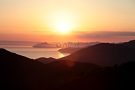 意大利,日落,景觀