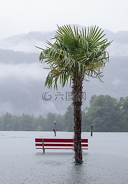 雨,湖,高水