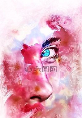 女子,看,鏡像