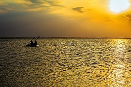 夏季假日,日落,海边